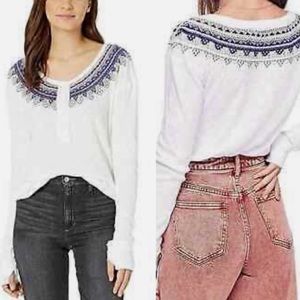 Free People- We The Free Embroidered Thermal Henley